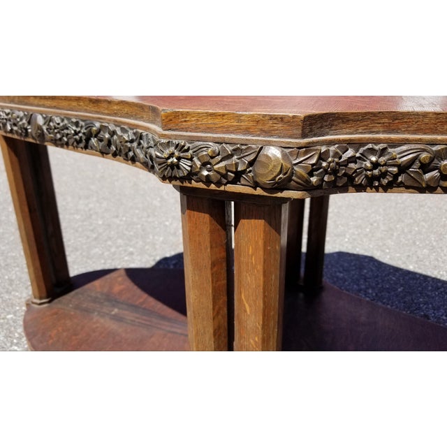 Wood Art Nouveau Coffee Table With Brass Detail For Sale - Image 7 of 9