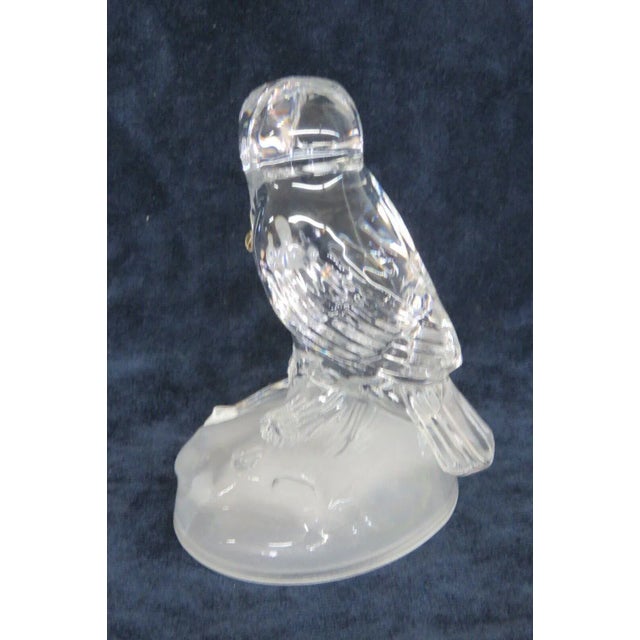 Glass Cristal d'Arques Garanti Crystal Glass Owl Statue Figurine Bookend France For Sale - Image 7 of 12