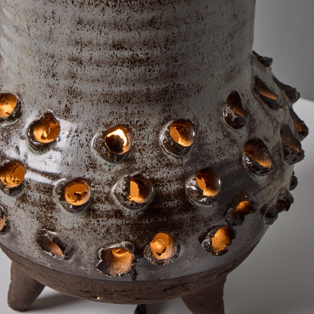 1970s Erik Glud Studio Crafted Stoneware Footed Table Lamp For Sale - Image 10 of 18