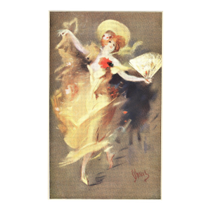1912 Original Antique Jules Cheret Lithograph-"La Femme Ideale" , Matted