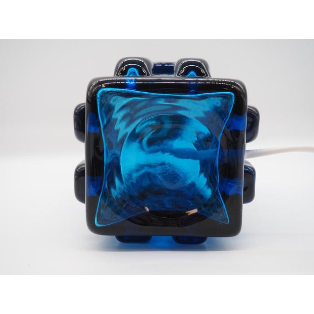 Vintage Scandinavian Blue Glass Lamp from Pukeberg, Sweden, 1970s For Sale - Image 9 of 14