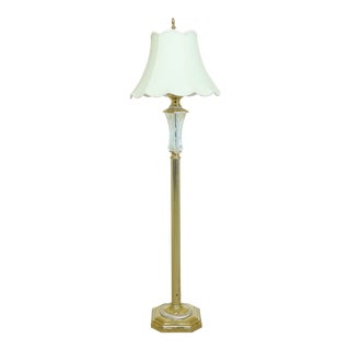 Waterford Brass & Crystal Tall Floor Lamp For Sale