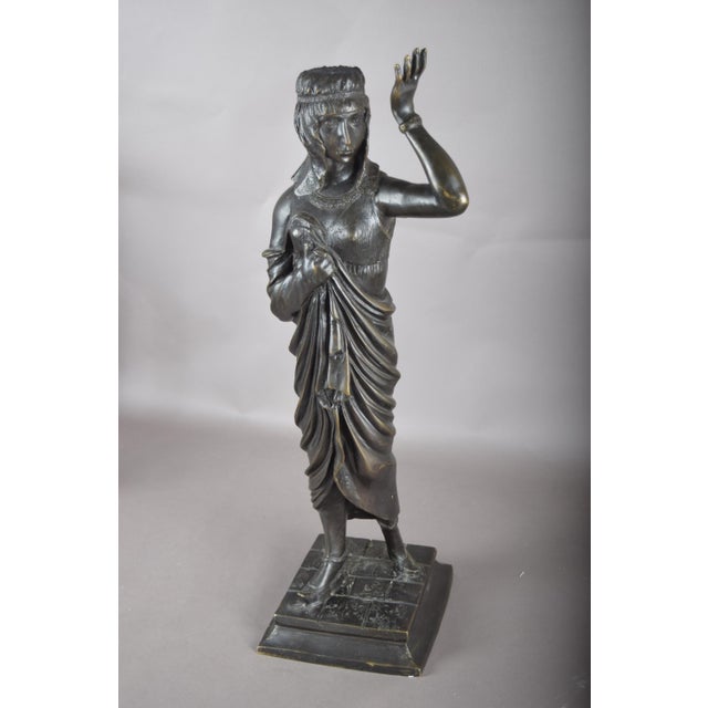 Egyptian Revival Female Figure in Patinated Metal, 1920s For Sale - Image 6 of 15