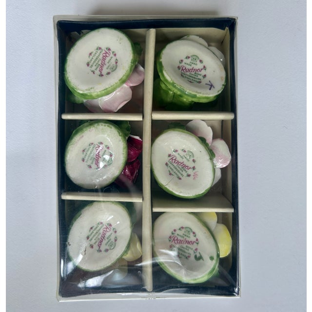 1940s Set of 6 Staffordshire Radnor Bone China Rose Place Card Holders For Sale - Image 15 of 18