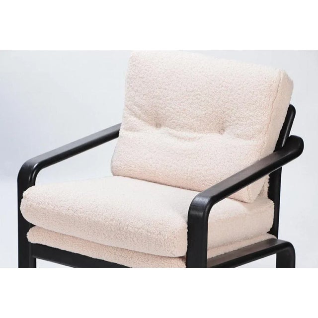 Pair of Ebonized French Open Armchairs Recently Upholstered in Boucle Fabric. For Sale In Philadelphia - Image 6 of 8