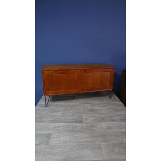 Danish Teak Sideboard with Steel Hairpin Legs attributed to H. W. Klein for Bramin, 1970s For Sale - Image 6 of 10