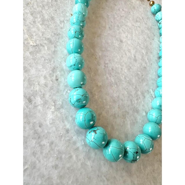 2020s Turquoise Beaded Necklace With Gold Tone Hook Clasp - Designed by Matthew Izzo For Sale - Image 5 of 5