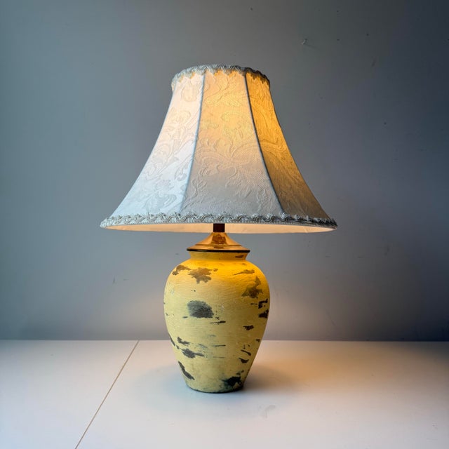 American Late 20th Century Yellow Terracotta Table Lamp For Sale - Image 3 of 11