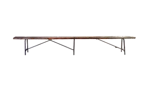 Folk Art Bench - Rustic Wood and Iron