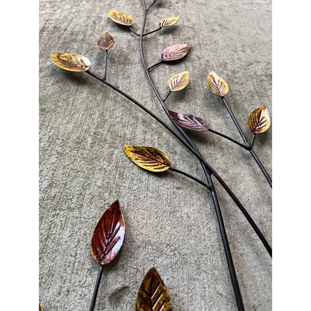 Mid-Century Modern Curtis Jere-Style Metal Gold Amber Leaves Branch Wall Hanging For Sale - Image 3 of 10