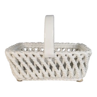Late 20th Century Italian Faience Basket For Sale