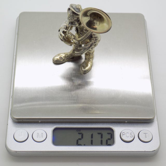 Vintage Italian Handmade Genuine Silver Angini Branded Street Artist With Instrument Figurine, Made in Tuscany (Arezzo) For Sale - Image 12 of 13