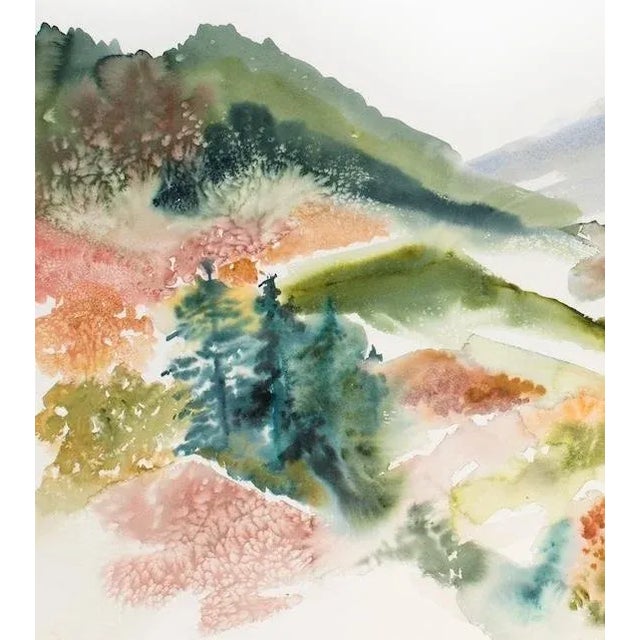 Abstract "Autumnal No. 12" Contemporary Original Abstract Mountain Landscape Watercolor Painting by Elizabeth Becker For Sale - Image 3 of 4