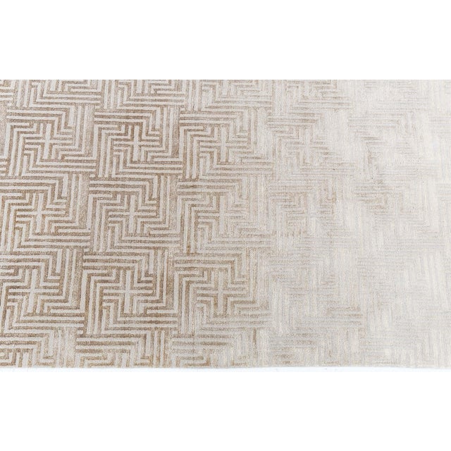 Modern Geometric Taupe With Brown Silk Rug "Minos" by Doris Leslie Blau For Sale - Image 4 of 8
