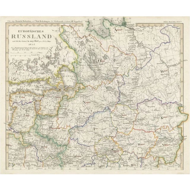 Antique Map of Russia in Europe on Two Sheets, 1825 For Sale