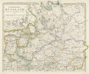 Antique Map of Russia in Europe on Two Sheets, 1825