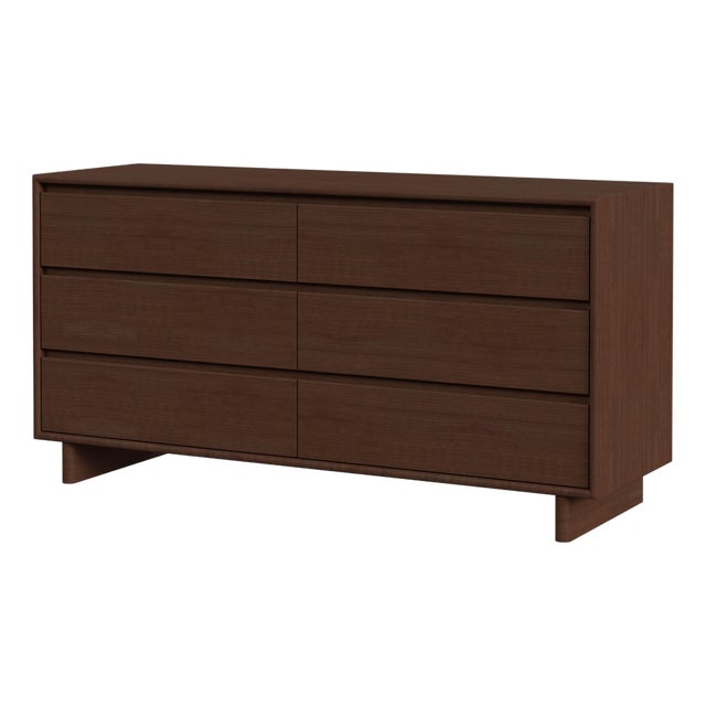Halmstad 62 in. W Rectangular Wood Panel 6 Drawer Dresser with Soft Close Drawers, Brown For Sale