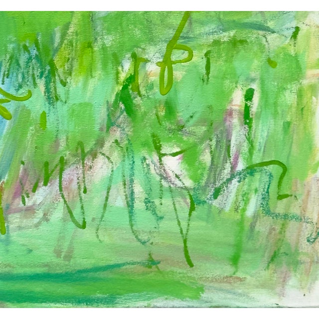 "Nashville Green" is a abstract expressionist oil painting on canvas by Trixie Pitts, a trusted artist seller on Chairish...