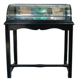 Victorian Ebonised Bow Fronted Display Cabinet, 1890s