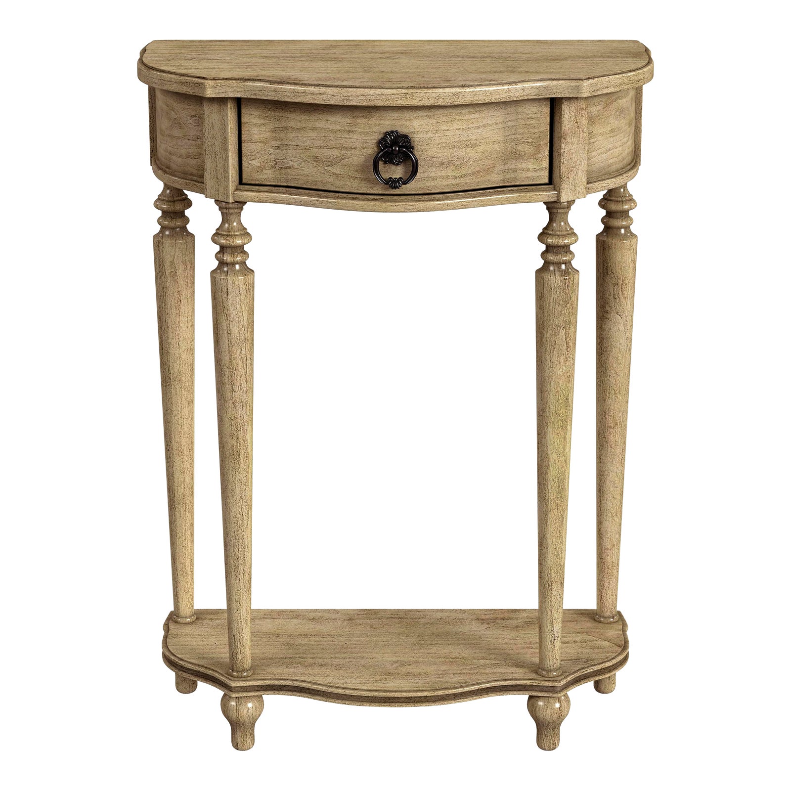 Ashby Demilune Console Table with Storage, Beige | Chairish