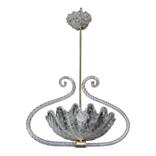 Charming Art Deco Pendant Chandelier by Ercole Barovier, 1940s For Sale