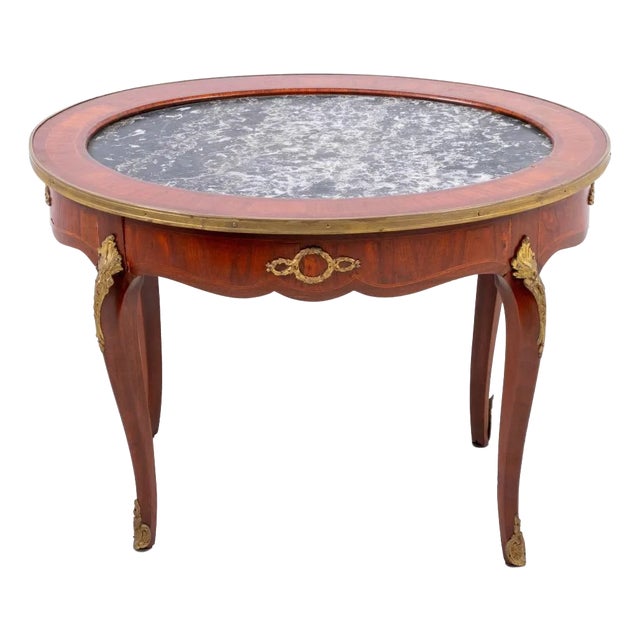 Louis XV Style Kingwood and Marble Oval Low Table For Sale