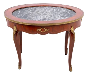 Louis XV Style Kingwood and Marble Oval Low Table