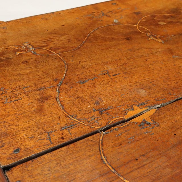 Brown Antique Coffee Table in Walnut and Maple For Sale - Image 8 of 10