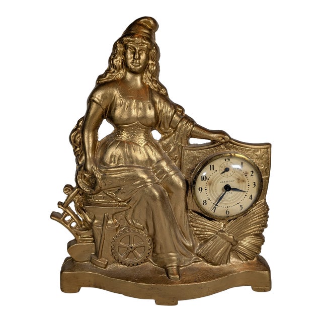 Rare Antique Gilded Commerce Mantle Clock by Golden Novelty MFG C 1885 For Sale