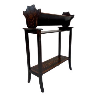 Mid 20th Century Modernist French Wooden Magazine Rack with Marquetry, 1950s For Sale