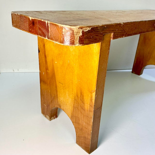 Early 20th C Antique French Country Farmhouse Folk Art Wood Bench For Sale - Image 13 of 14