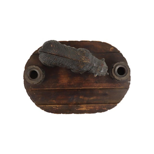 Brown Large Antique Black Forest Bear Pen Holder and Inkwell, 1890s For Sale - Image 8 of 11