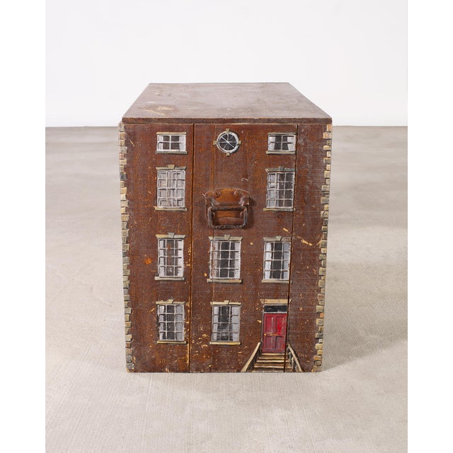 Country English Painted Pine Trunk With Georgian House Facade For Sale - Image 4 of 17