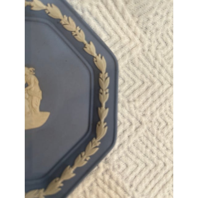 Wedgwood Vintage 1960’s Wedgwood Blue Jasperware Octagonal Trinket Dish For Sale - Image 4 of 5