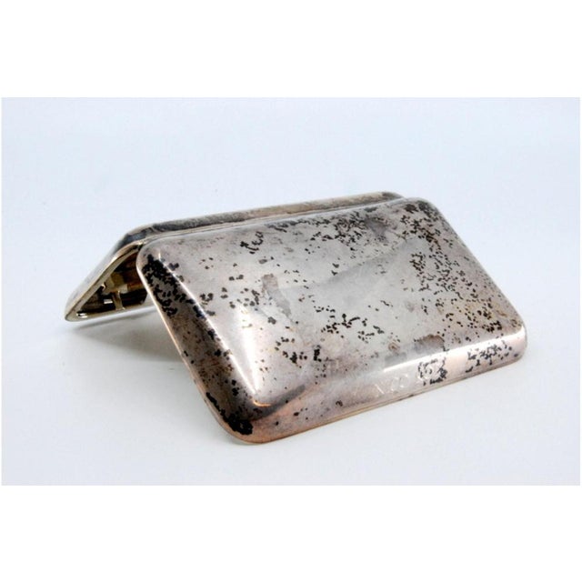 Metal Plain Silver Cigarette Case with Hinged Lid For Sale - Image 7 of 11