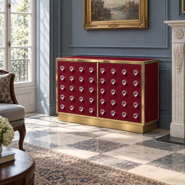 Burgundy Murano Glass Sphere Dry Bar with Low Brass Plinth from Justfurnituress SRL For Sale - Image 6 of 8