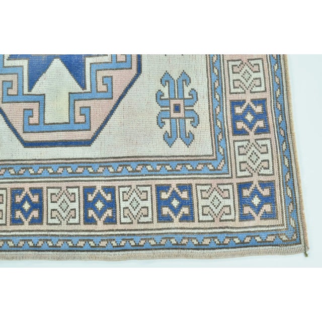 Vintage Hand-Made Anatolian Blue Design Turkish Rug For Sale - Image 9 of 11