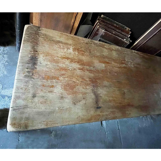 Brown Antique Trestle Dining Table For Sale - Image 8 of 11