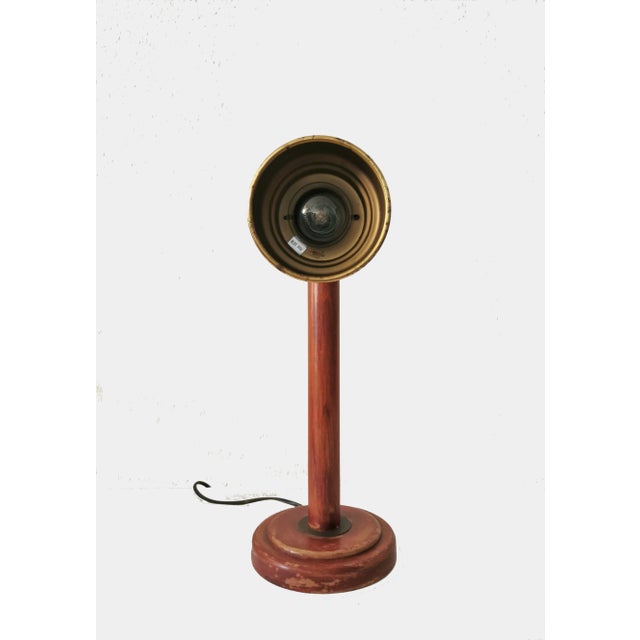 Wood 1960s Rustic Teak Table Lamp With Brass Ornament Adjustable Desk Lamp For Sale - Image 7 of 9