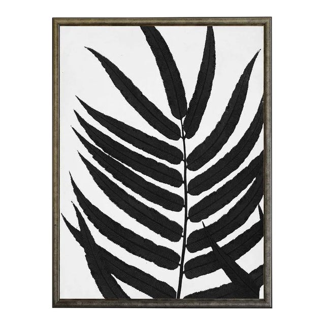 Black Cropped Leaves in Silver & Black Shadowbox For Sale