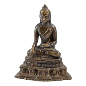 19th Century South East Asian Thai Sukhothai Solid Bronze Buddha Figure