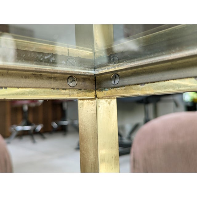 Metal Italian Brass, Chrome Plated Metal and Glass Coffee Table with Wheels, 1970s For Sale - Image 7 of 16