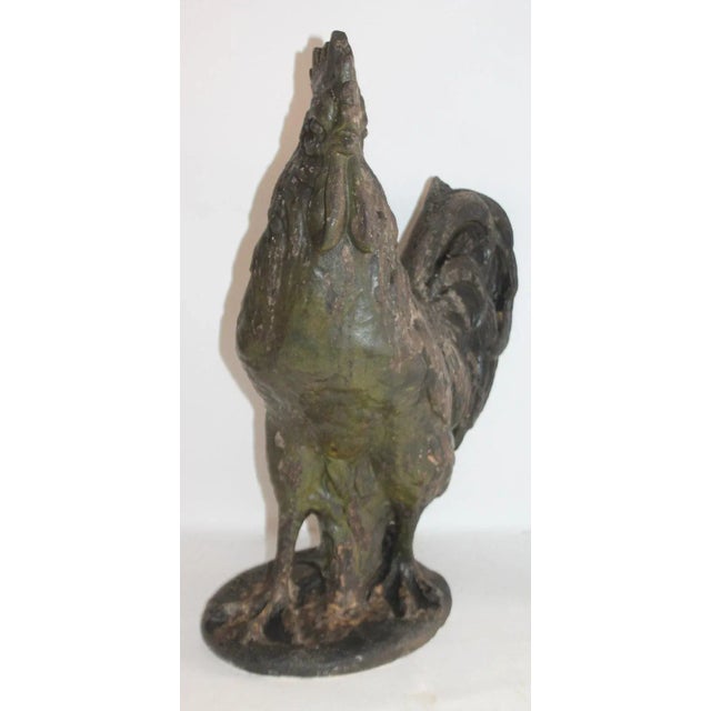 Rustic 20th Century Painted Rooster Garden Ornament For Sale - Image 3 of 8