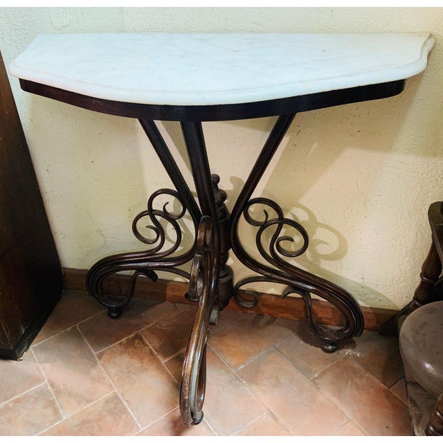 Console Table with White Statuary Marble Top by Michael Thonet for Thonet For Sale - Image 10 of 10