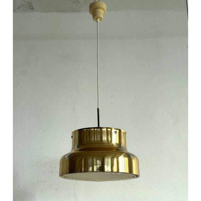 Gold Swedish Pendant Light in Brass by Ateljé Lyktan, 1970s For Sale - Image 8 of 18