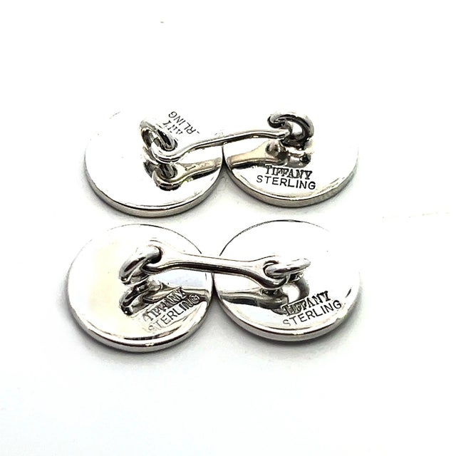 Tiffany and Co. Late 20th Century Tiffany & Co Estate Cufflinks Silver, A Pair For Sale - Image 4 of 10