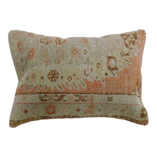 Orange Traditional Vintage White Medallion Oushak Rug Pillow For Sale