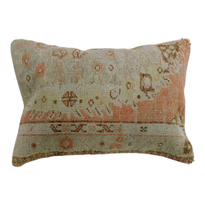 Orange Traditional Vintage White Medallion Oushak Rug Pillow