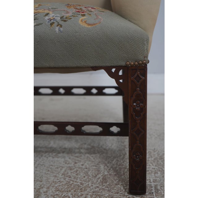 Antique Chippendale Mahogany Wing Chair W. Needlepoint For Sale - Image 9 of 18