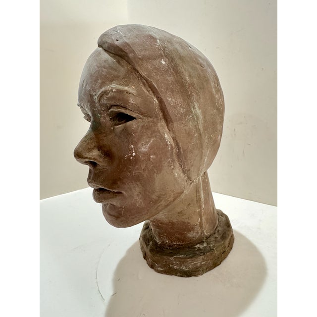 Larry Mohr Plaster Expressionist Face Bust Sculpture Signed From Artist Estate For Sale - Image 4 of 10